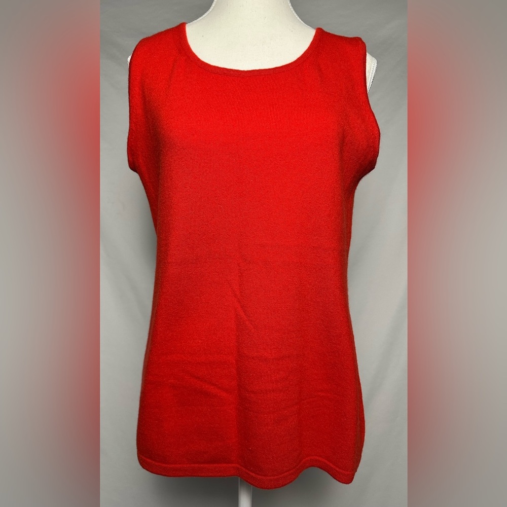 BELLINA Wool Cashmere Blend Red Preppy Quiet Luxury Sleeveless Top Size‎ M
